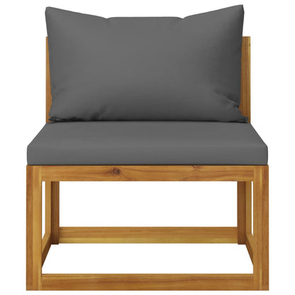 2-Delige Loungeset Met Kussens Massief Acaciahout Donkergrijs 3x hoek + 5x midden + Fauteuil + 2x voetensteun + Tafel