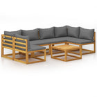 7-Delige Loungeset Met Kussens Massief Acaciahout Donkergrijs 2x hoek + 4x midden + Tafel