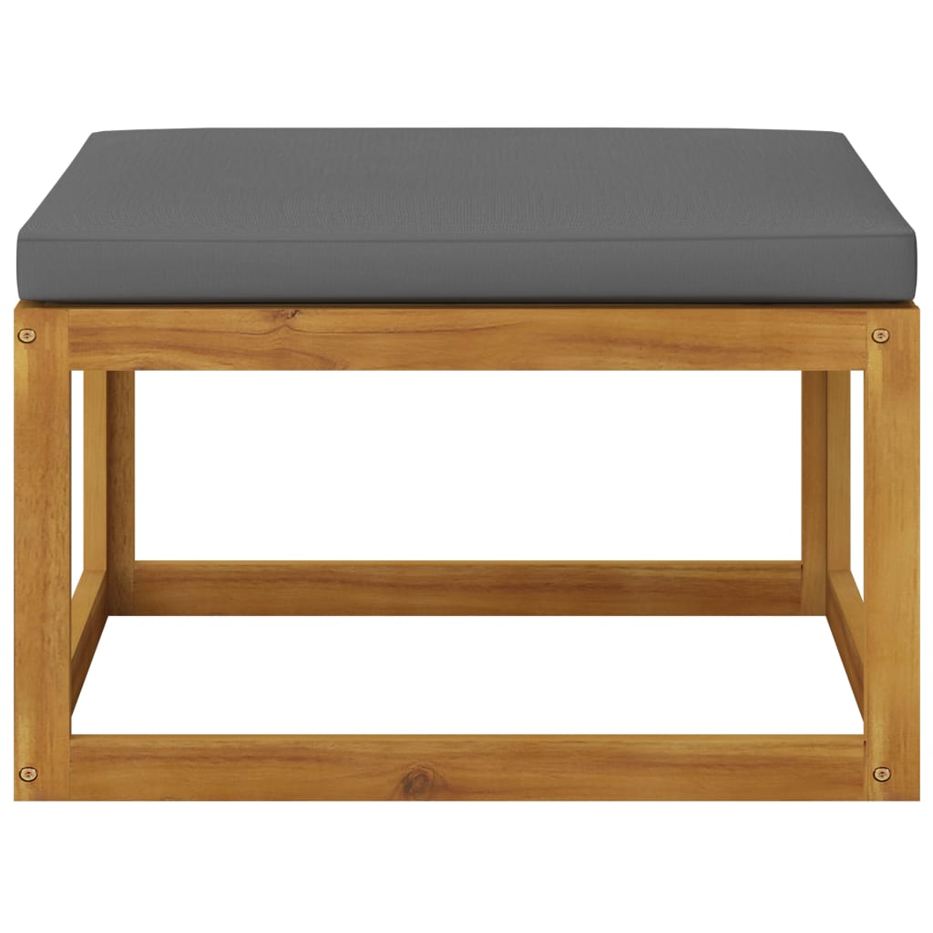 6-Delige Loungeset Met Kussens Massief Acaciahout Donkergrijs hoek + 3x midden + voetensteun + Tafel