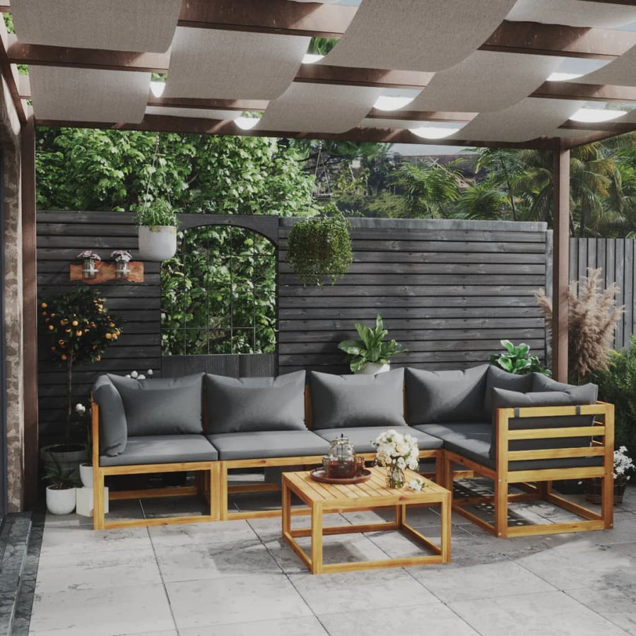 6-Delige Loungeset Met Kussens Massief Acaciahout 1