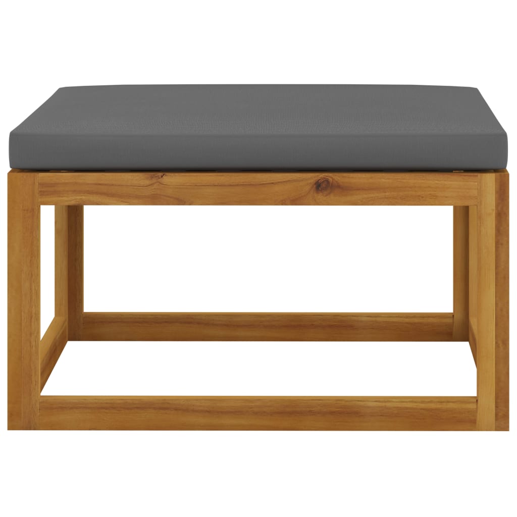 4-Delige Loungeset Met Kussens Massief Acaciahout Donkergrijs 2x midden + voetensteun + Tafel