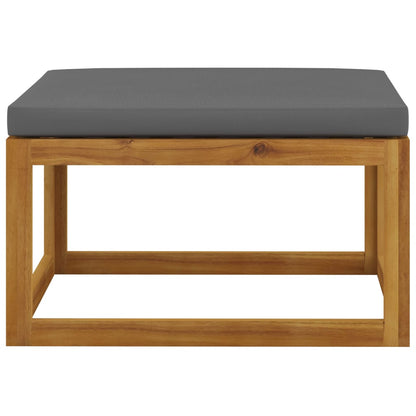 4-Delige Loungeset Met Kussens Massief Acaciahout Donkergrijs 2x midden + voetensteun + Tafel