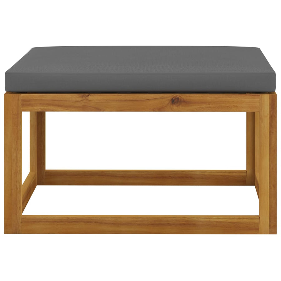 4-Delige Loungeset Met Kussens Massief Acaciahout Donkergrijs 2x midden + voetensteun + Tafel