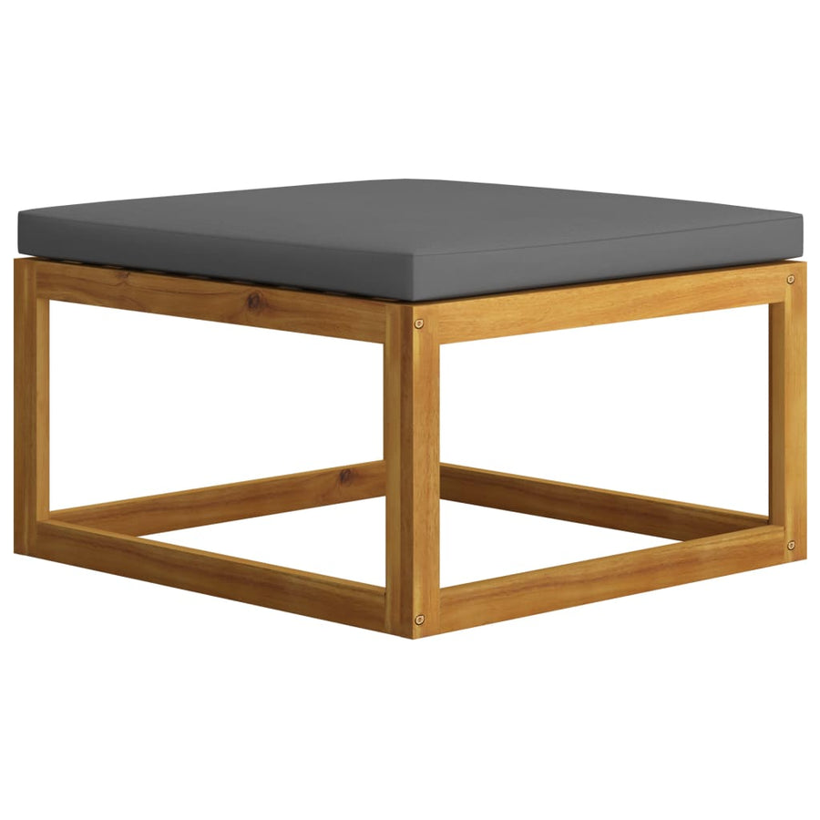 4-Delige Loungeset Met Kussens Massief Acaciahout Donkergrijs 2x midden + voetensteun + Tafel