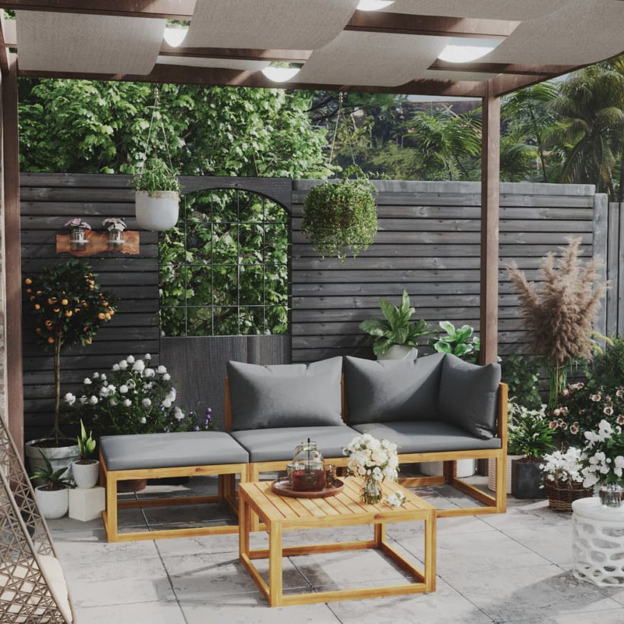 4-Delige Loungeset Met Kussens Massief Acaciahout 1