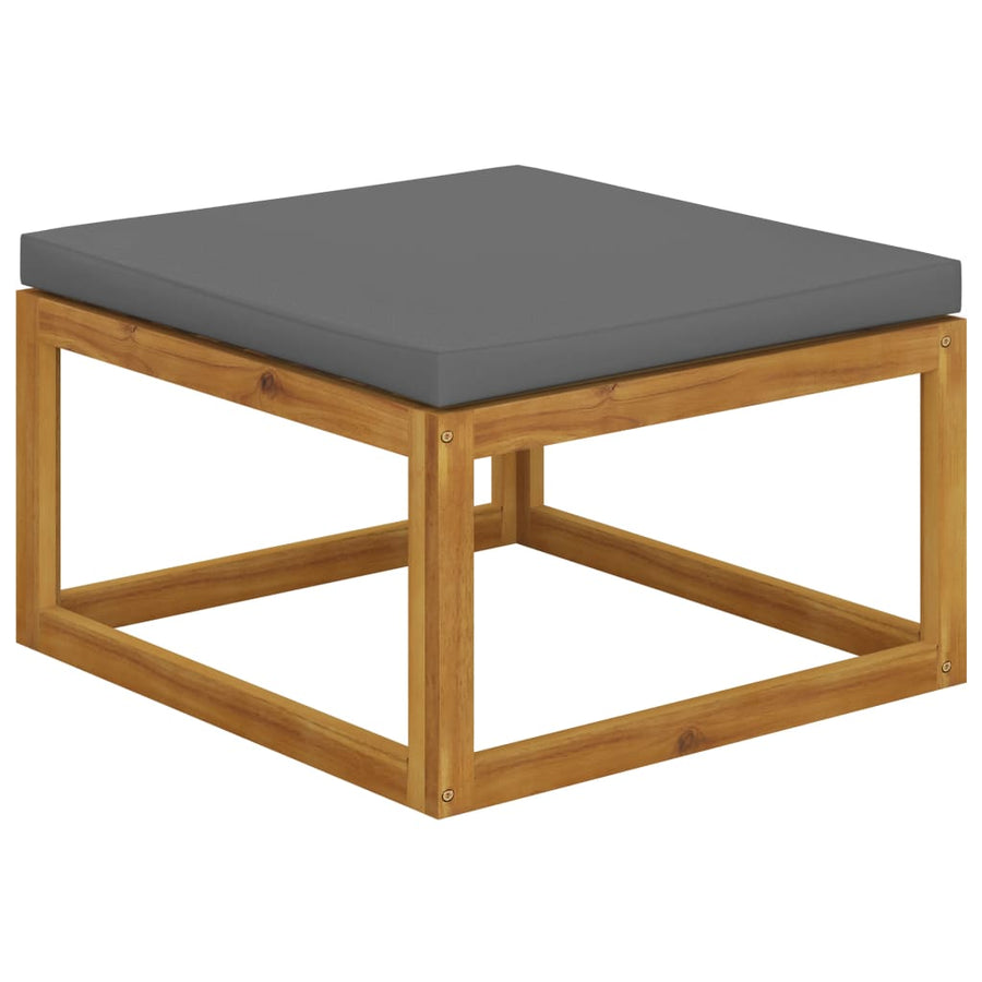 8-Delige Loungeset Met Kussens Massief Acaciahout Donkergrijs 2x hoek + 4x midden + voetensteun + Tafel