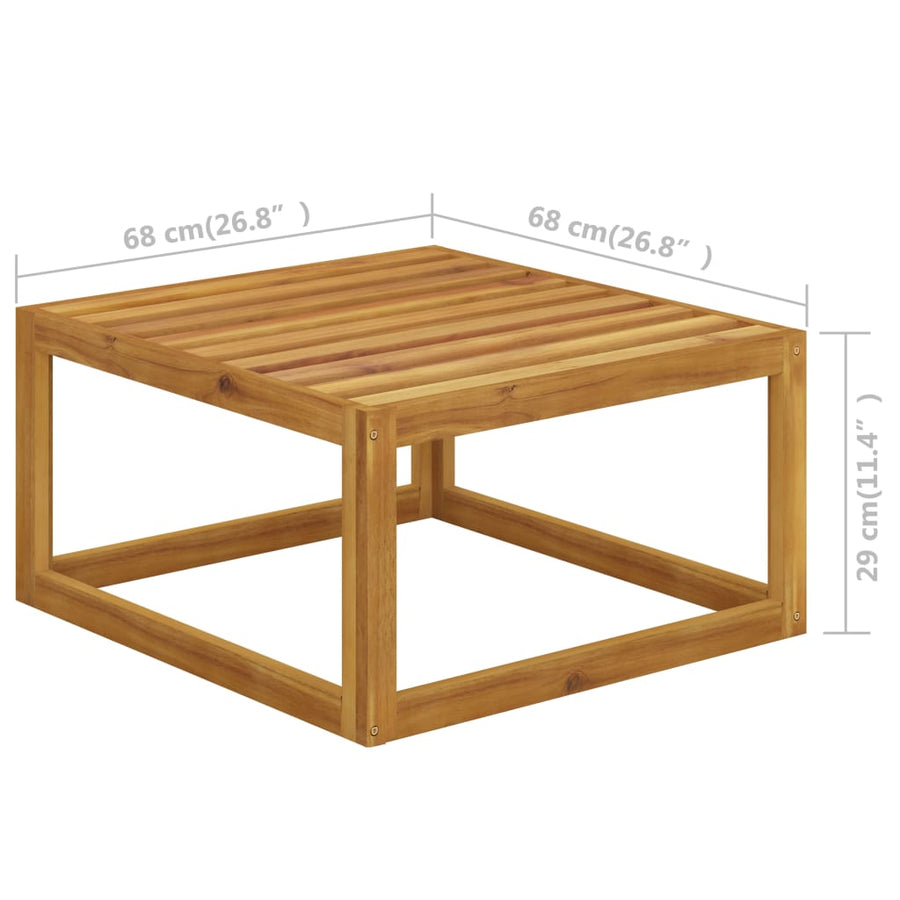 4-Delige Loungeset Met Kussens Massief Acaciahout Crème midden + hoek + voetensteun + Tafel
