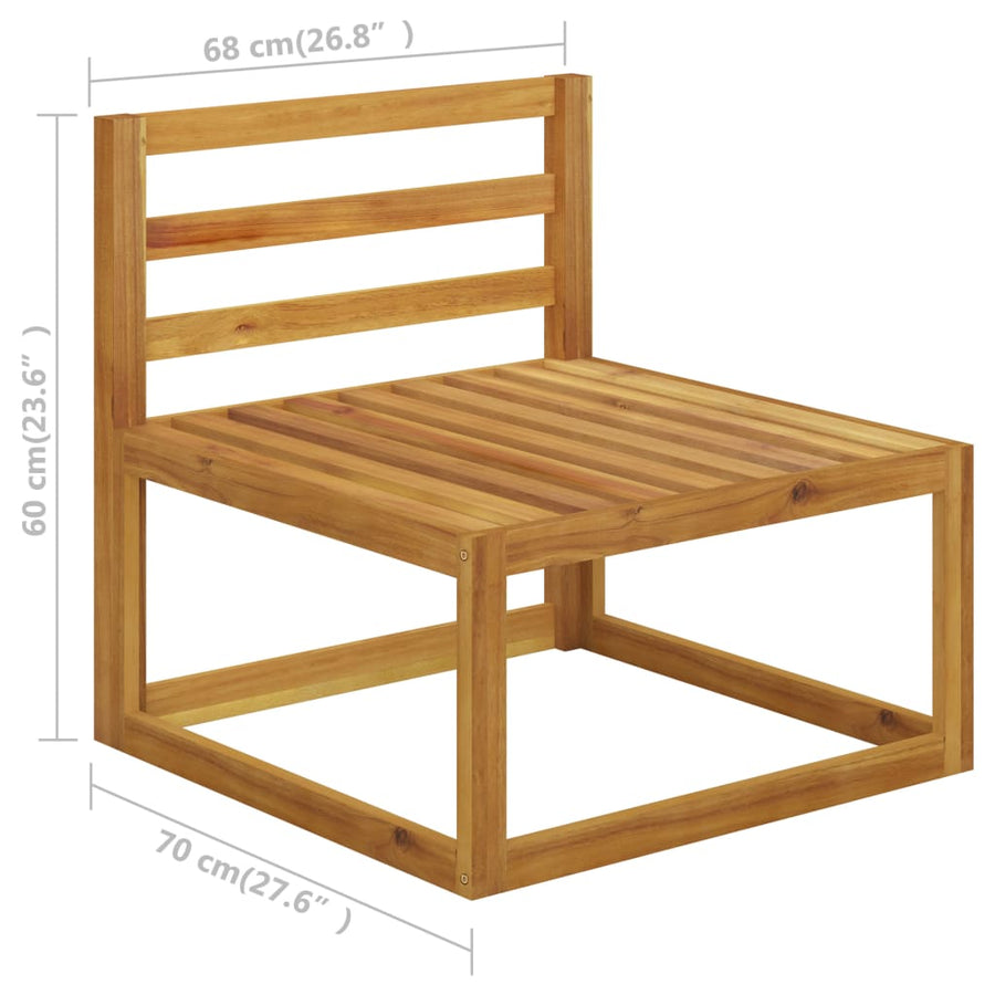 4-Delige Loungeset Met Kussens Massief Acaciahout Crème midden + hoek + voetensteun + Tafel