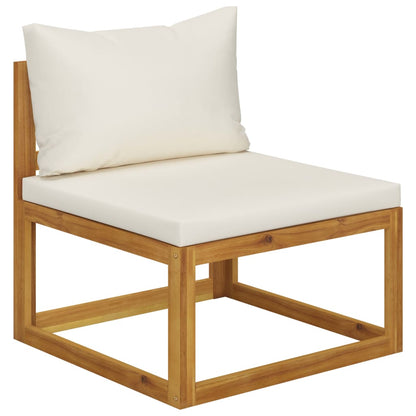 5-Delige Loungeset Met Kussens Massief Acaciahout Crème hoek + 2x midden + voetensteun + Tafel