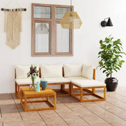 Loungeset 5-delig massief acaciahout crème