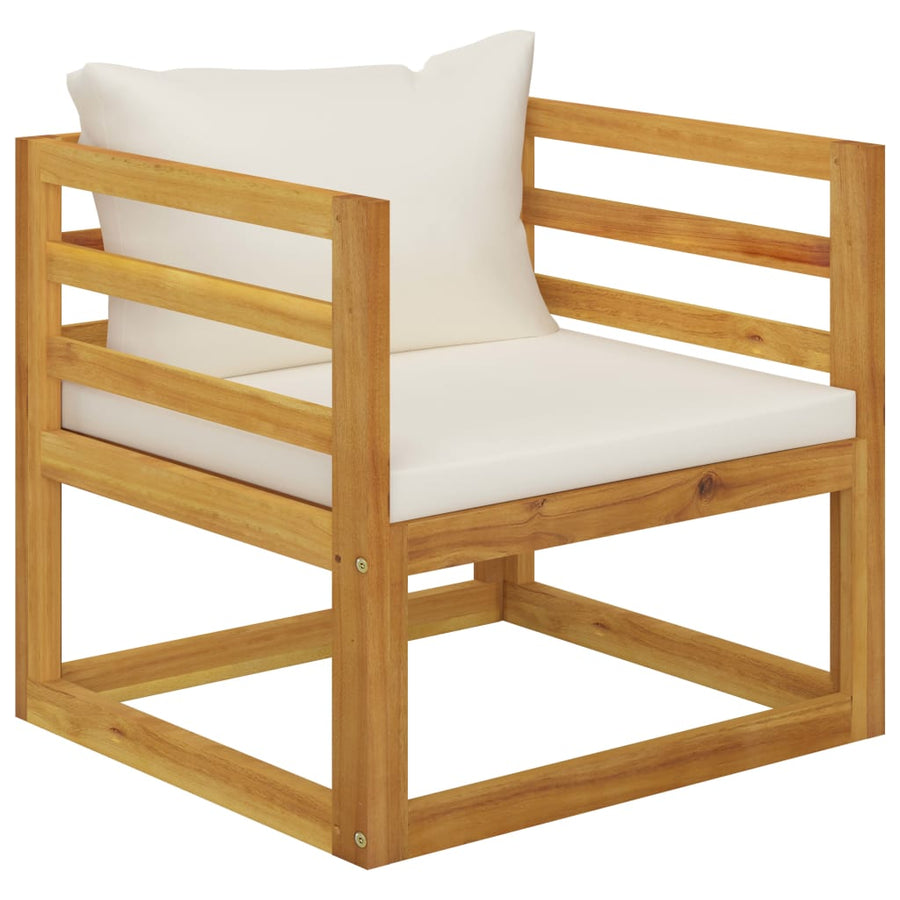 5-Delige Loungeset Met Kussens Massief Acaciahout Crème 2x hoek + 2x Fauteuil + Tafel