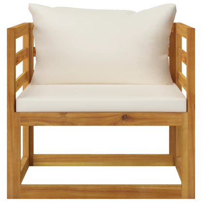 5-Delige Loungeset Met Kussens Massief Acaciahout Crème 2x hoek + 2x Fauteuil + Tafel