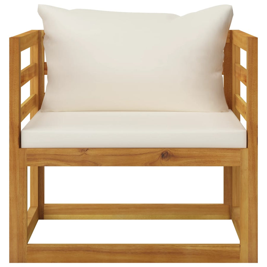 5-Delige Loungeset Met Kussens Massief Acaciahout Crème 2x hoek + 2x Fauteuil + Tafel