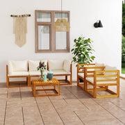 Loungeset 6-delig massief acaciahout crème