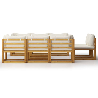 9-Delige Loungeset Met Kussens Massief Acaciahout Crème 4x hoek + 4x midden + Tafel