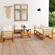 Loungeset 9-delig massief acaciahout crème