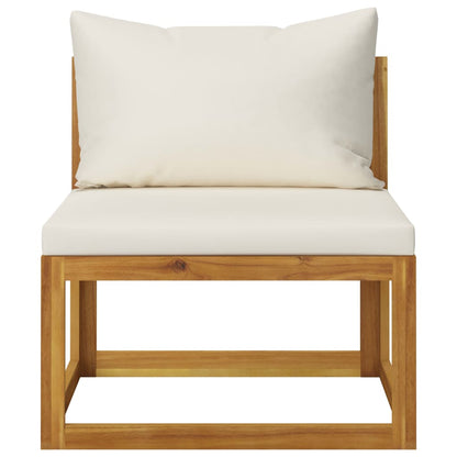6-Delige Loungeset Met Kussens Massief Acaciahout Crème 2x midden + 3x hoek + Tafel