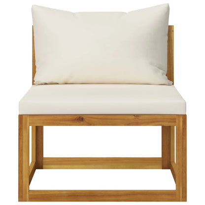 7-Delige Loungeset Met Kussens Massief Acaciahout Crème 2x midden + 3x hoek + Fauteuil + Tafel