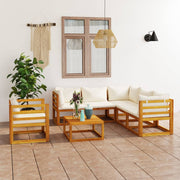 Loungeset 7-delig massief acaciahout crème