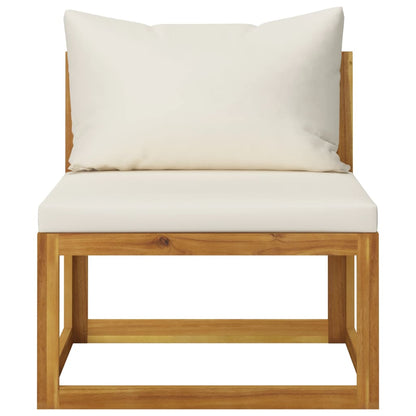 8-Delige Loungeset Met Kussens Massief Acaciahout Crème 3x hoek + 2x midden + Fauteuil + voetensteun + Tafel