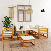 Loungeset 8-delig massief acaciahout crème