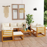Loungeset 10-delig massief acaciahout crème