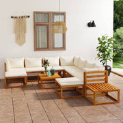 Loungeset 12-delig massief acaciahout crème