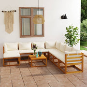 Loungeset 9-delig massief acaciahout crème