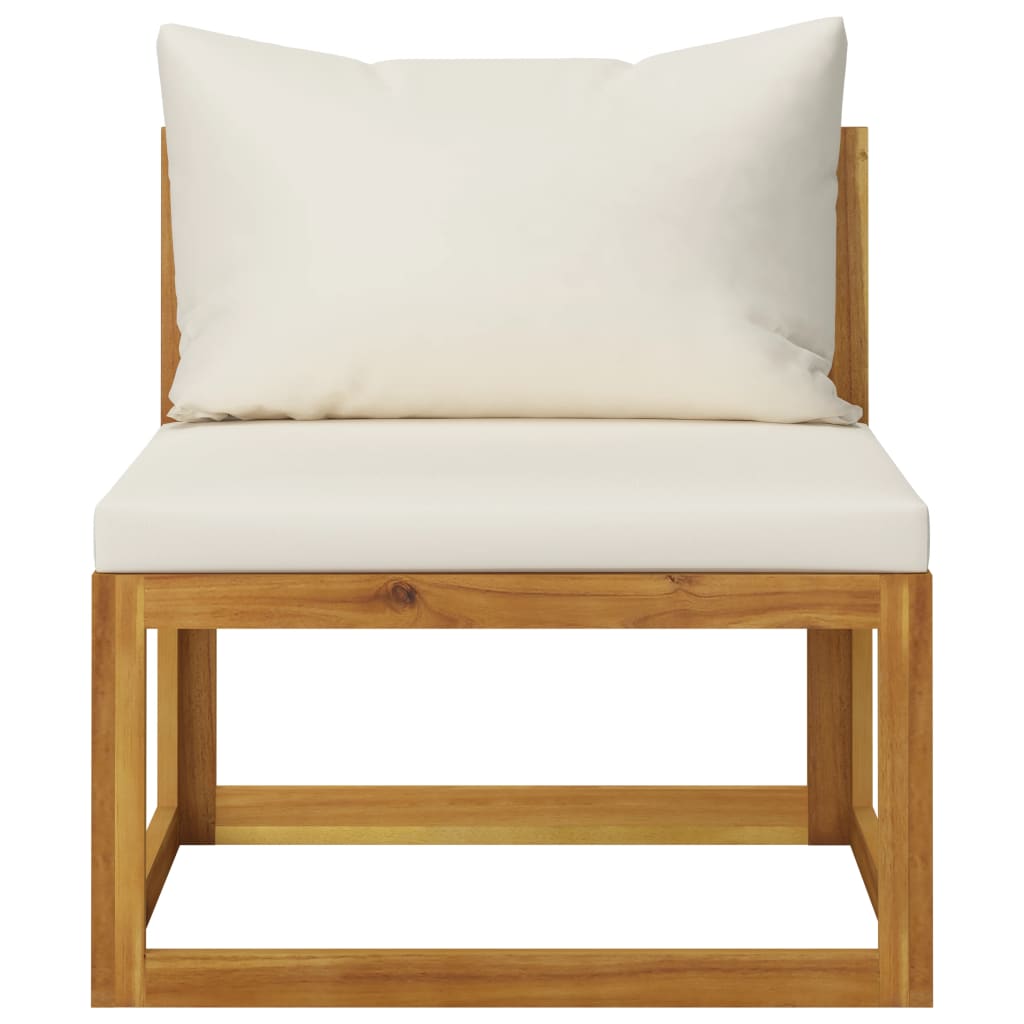 6-Delige Loungeset Met Kussens Massief Acaciahout Crème 3x hoek + 2x midden + Tafel