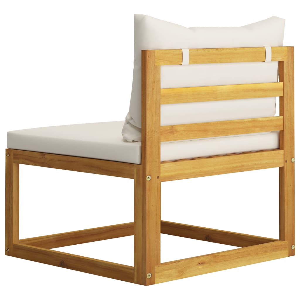 4-Delige Loungeset Met Kussens Massief Acaciahout Crème 2x midden + voetensteun + Tafel