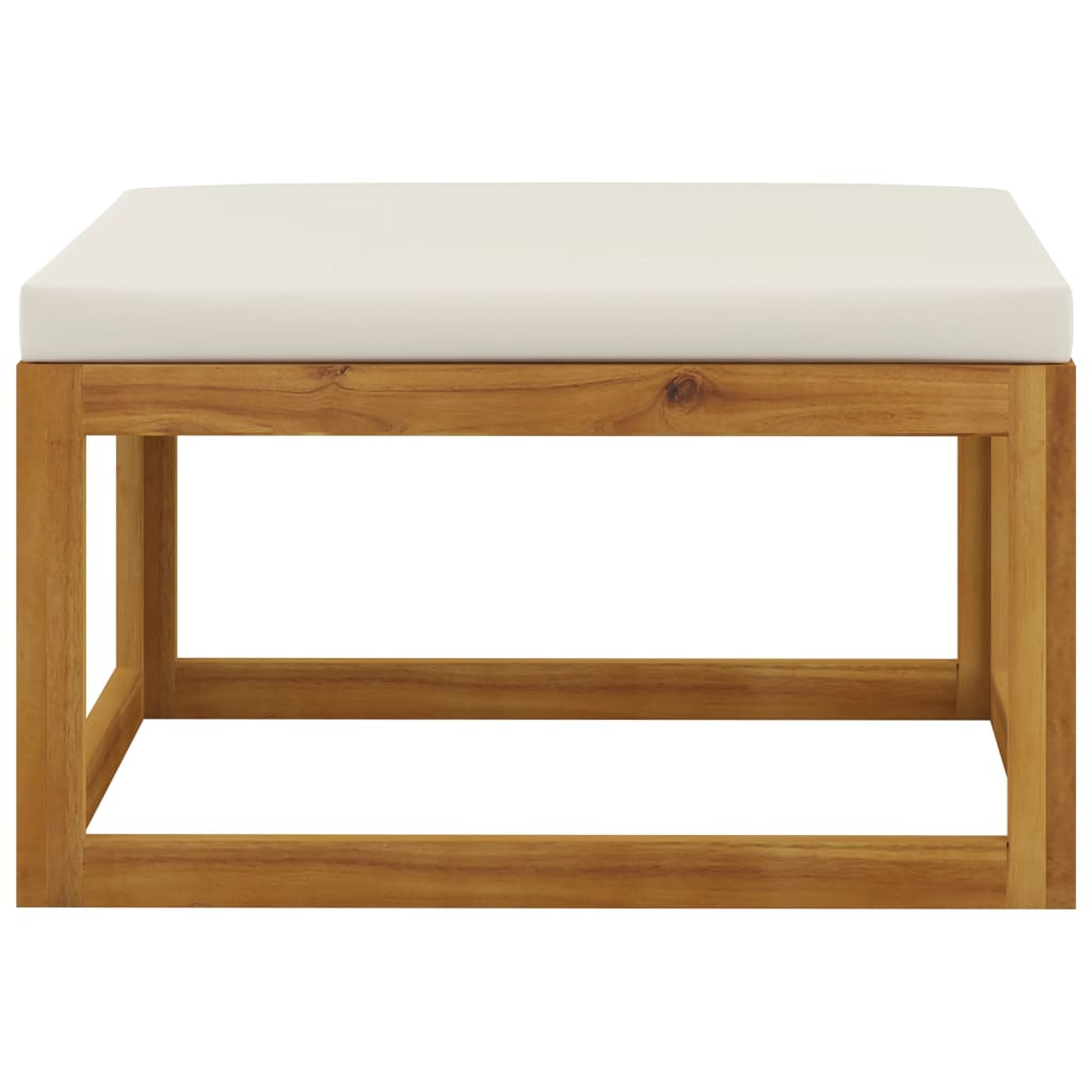 4-Delige Loungeset Met Kussens Massief Acaciahout Crème 2x midden + voetensteun + Tafel