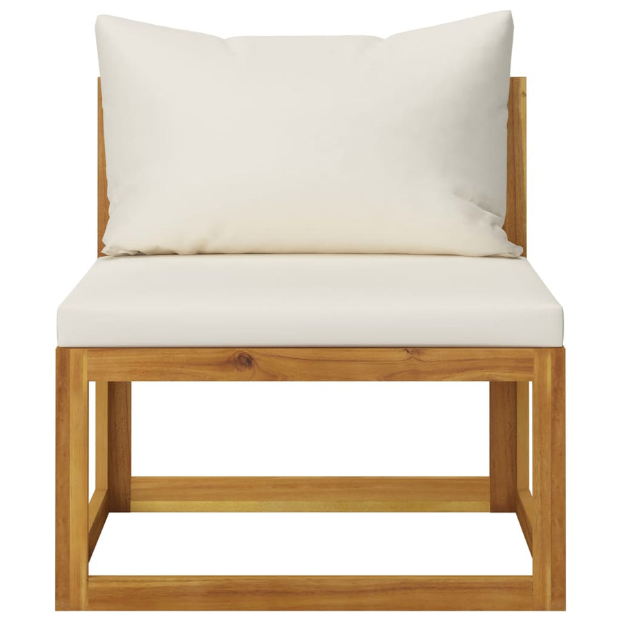 4-Delige Loungeset Met Kussens Massief Acaciahout Crème hoek + midden + voetensteun + Tafel
