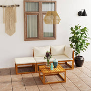 Loungeset 4-delig massief acaciahout crème