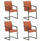 Eetkamerstoelen 4 st echt leer bruin 51x56x91 cm