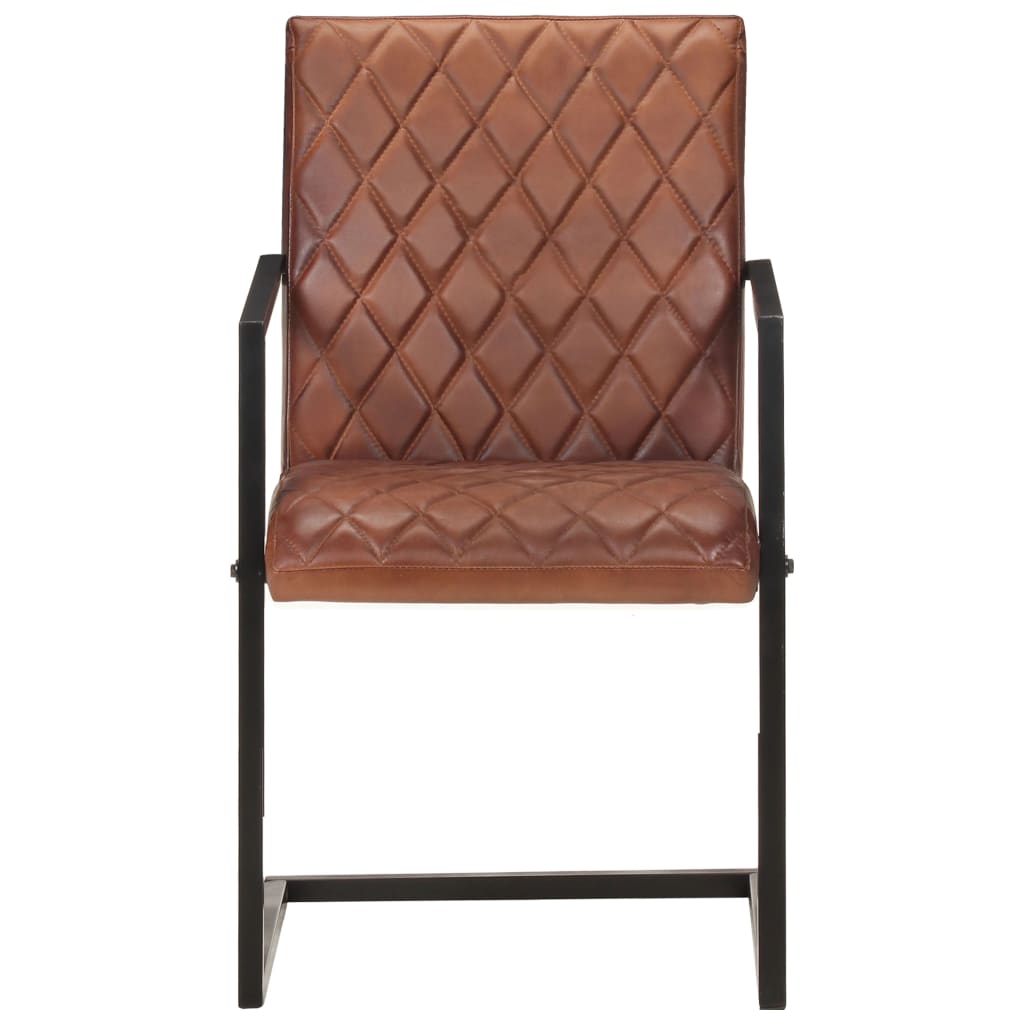 Eetkamerstoelen 4 st echt leer bruin