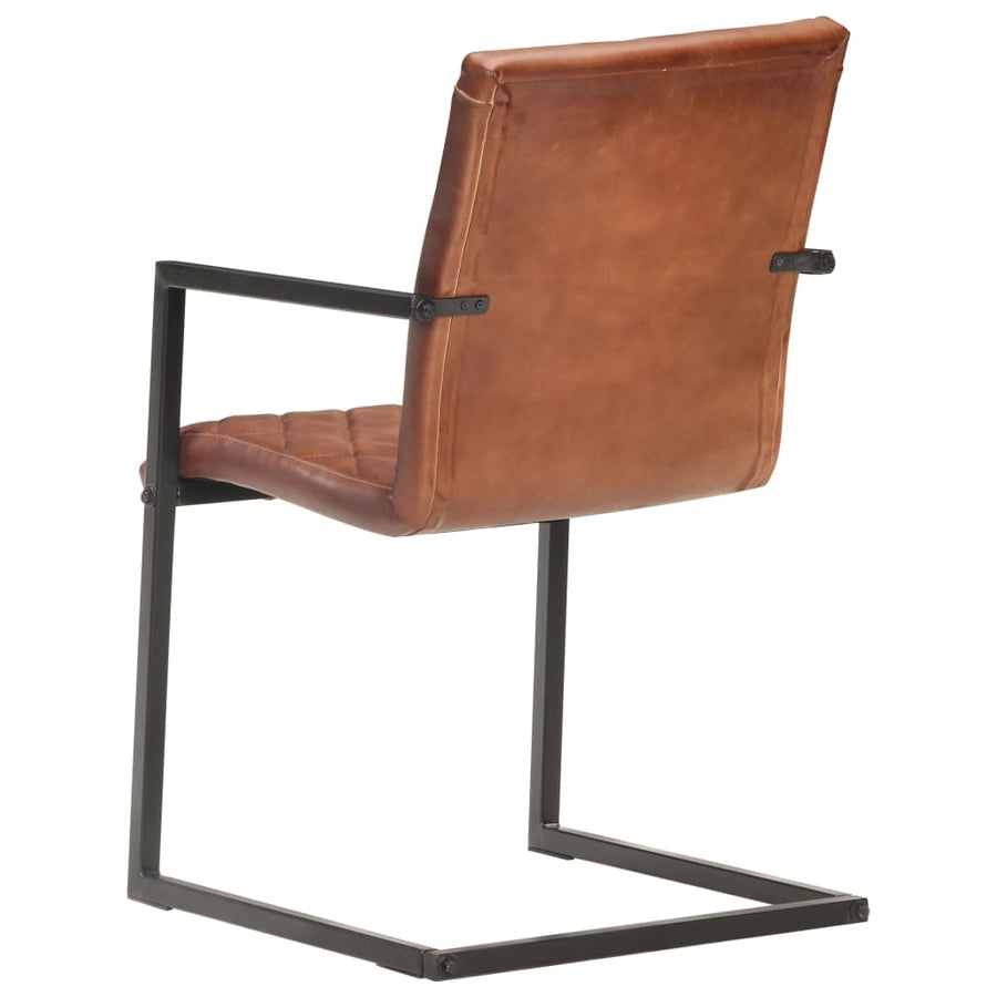 Eetkamerstoelen 4 st echt leer bruin