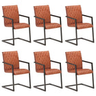 Eetkamerstoelen 6 st echt leer bruin 51x56x91 cm