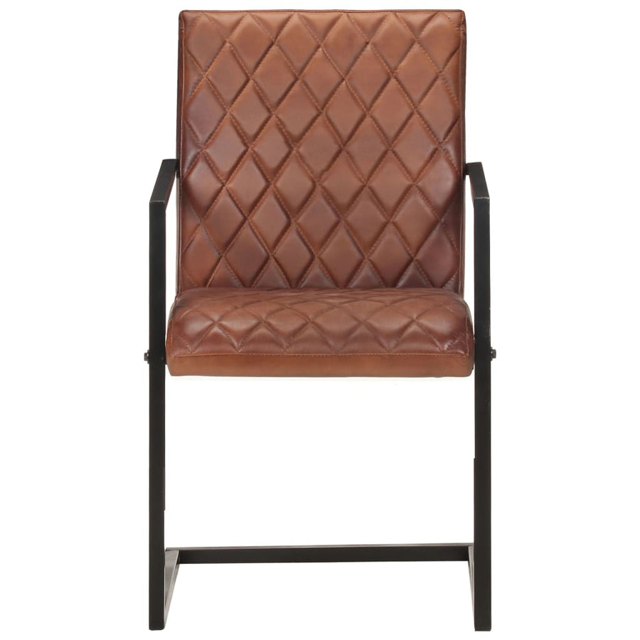 Eetkamerstoelen 6 st echt leer bruin