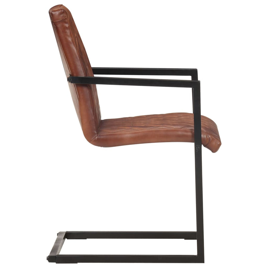 Eetkamerstoelen 6 st echt leer bruin