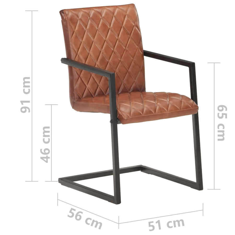 Eetkamerstoelen 6 st echt leer bruin