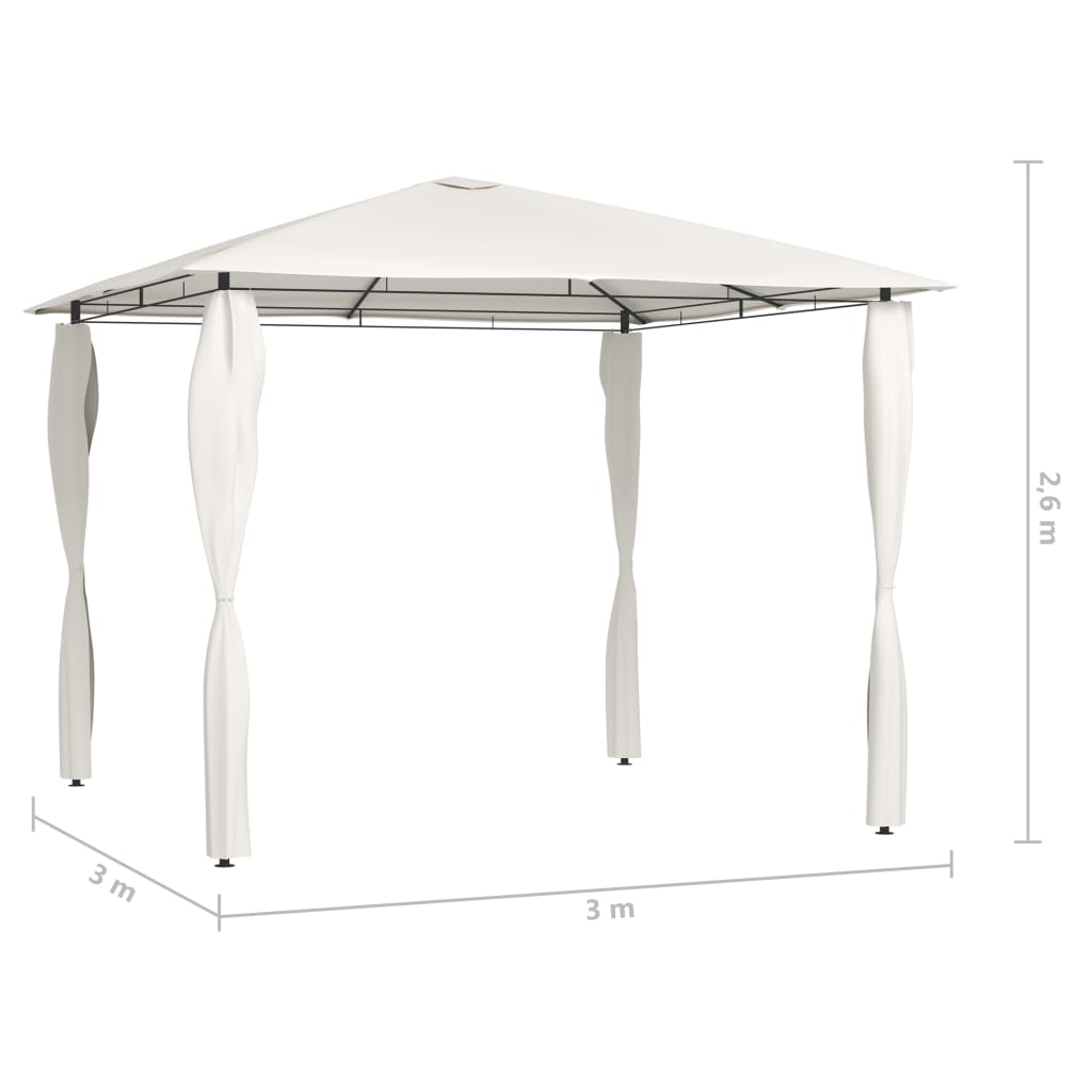Prieel Met Paalhoezen 160 G/M² 3X3X2,6 M Kleurig 3 x 3 x 2.6 m Crème Met zijwand