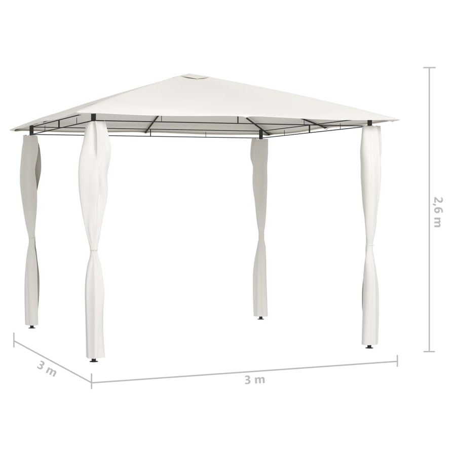 Prieel Met Paalhoezen 160 G/M² 3X3X2,6 M Kleurig 3 x 3 x 2.6 m Crème Met zijwand