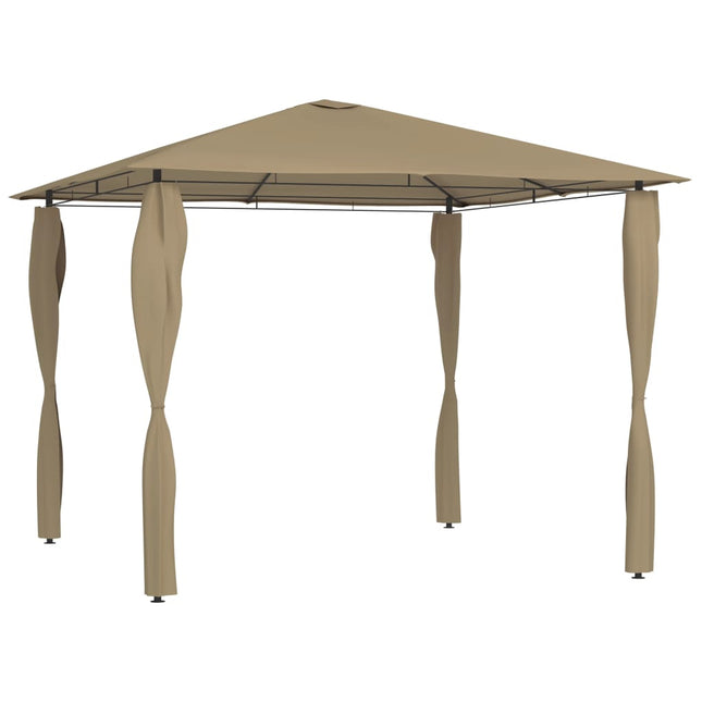 Prieel Met Paalhoezen 160 G/M² 3X3X2,6 M 3 x 3 x 2.6 m Taupe Met zijwand