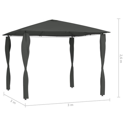 Prieel Met Paalhoezen 160 G/M² 3X3X2,6 M Kleurig 3 x 3 x 2.6 m Antraciet Met zijwand