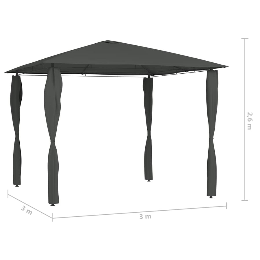 Prieel Met Paalhoezen 160 G/M² 3X3X2,6 M Kleurig 3 x 3 x 2.6 m Antraciet Met zijwand