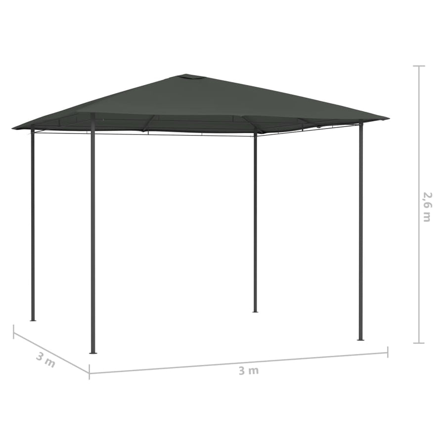 Prieel 160 g/m² 3x3x2,6 m antracietkleurig