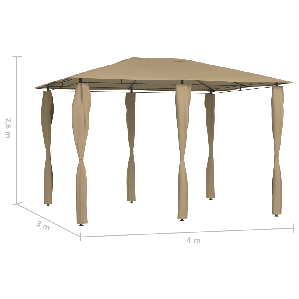 Prieel Met Paalhoezen 160 G/M² 3X4X2,6 M 3 x 4 x 2.6 m Taupe Met zijwand