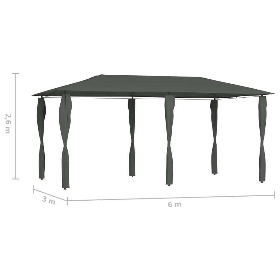 Prieel Met Paalhoezen 160 G/M² 3X6X2,6 M Kleurig 3 x 6 x 2.6 m Antraciet Met zijwand