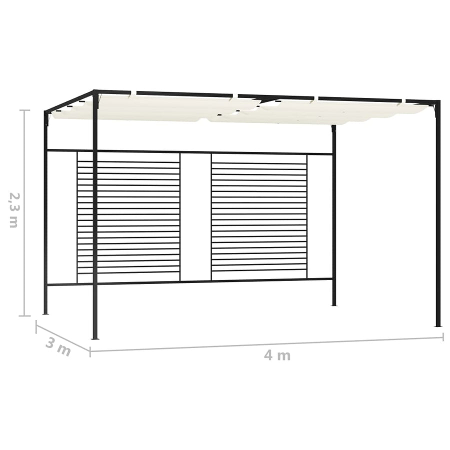 Prieel Met Uittrekbaar Dak 180 G/M² 3X4X2,3 M Kleurig Crème