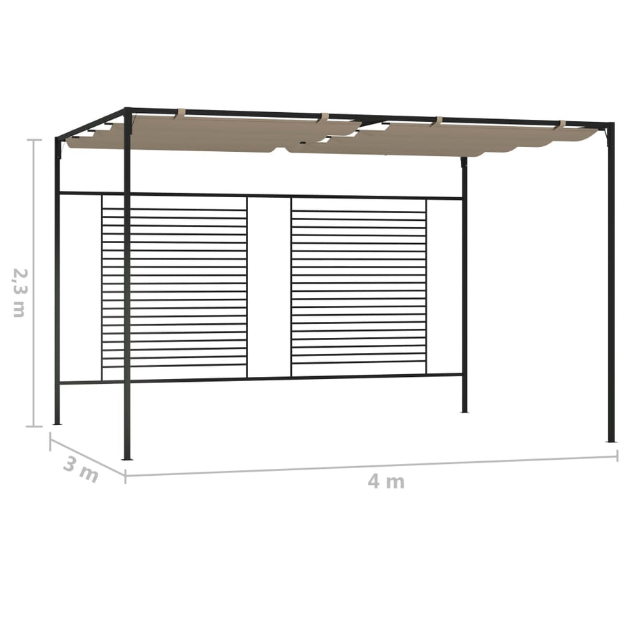 Prieel Met Uittrekbaar Dak 180 G/M² 3X4X2,3 M Taupe
